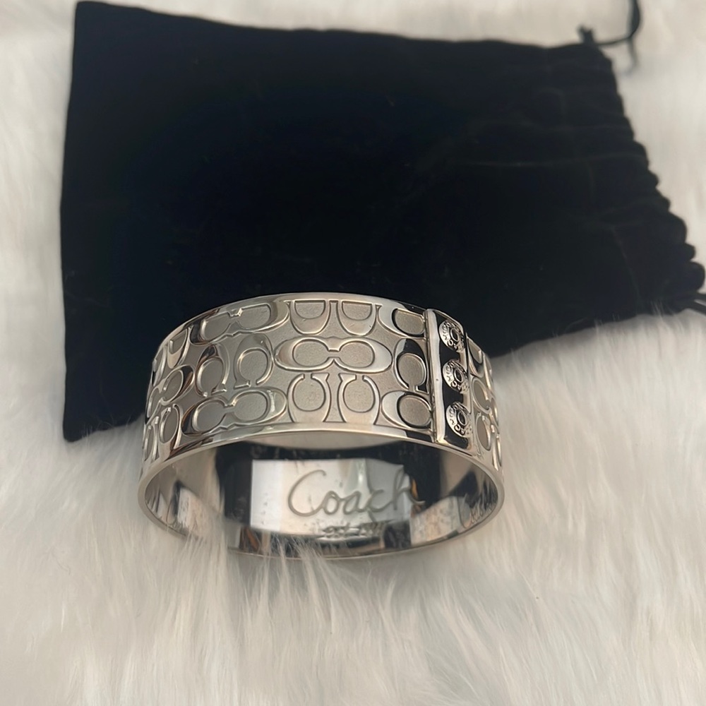 Coach Logo Silver Bangle  Bracelet